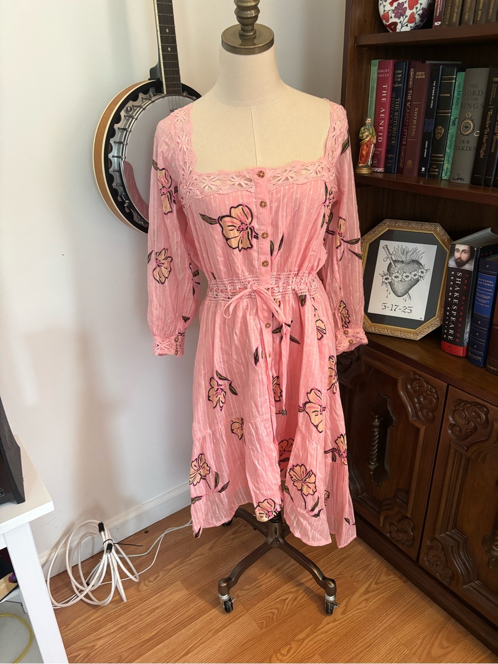 Free People Morning Meadow Maxi Dress SZ LRG Hemmed